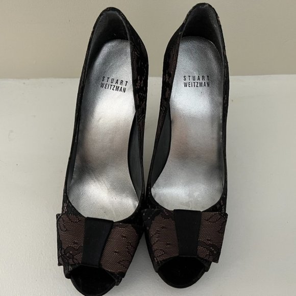 Stuart Weitzamn lace open toe platforms - Picture 2 of 4